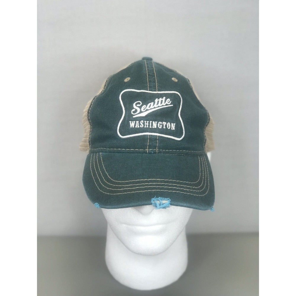 Seattle Washington Destressed Hat Seattle shop Pier56 Green and Tan